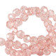 Abalorios de vidrio redondos facetados 4mm - Rosa espectacular-revestimiento pearl shine